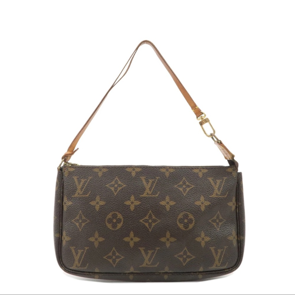 Authentic Louis Vuitton Brown Pochette Monogram Shoulder Bag. Used Condition